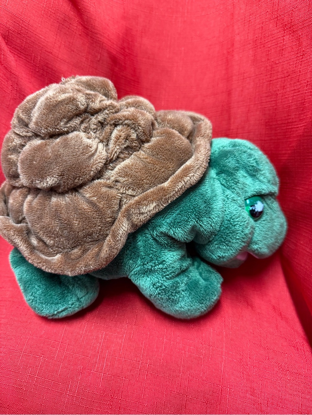 Aurora Plush Green Turtle Puppet with Brown Shell - Soft Stuffed Animal